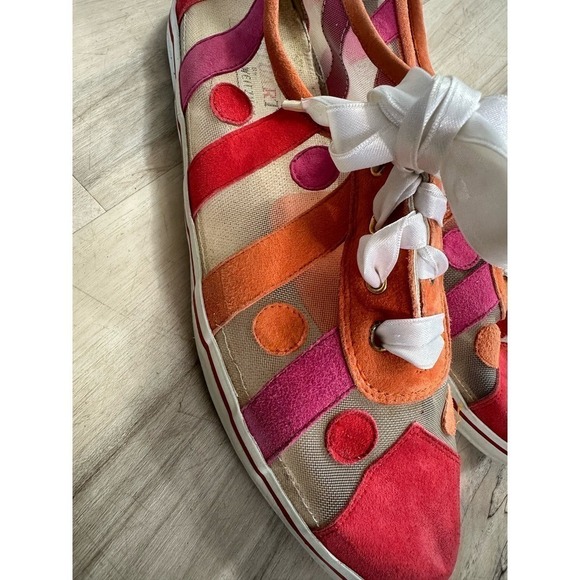 Stuart Weitzman colorful polka dot suede mesh shoes - Picture 2 of 8